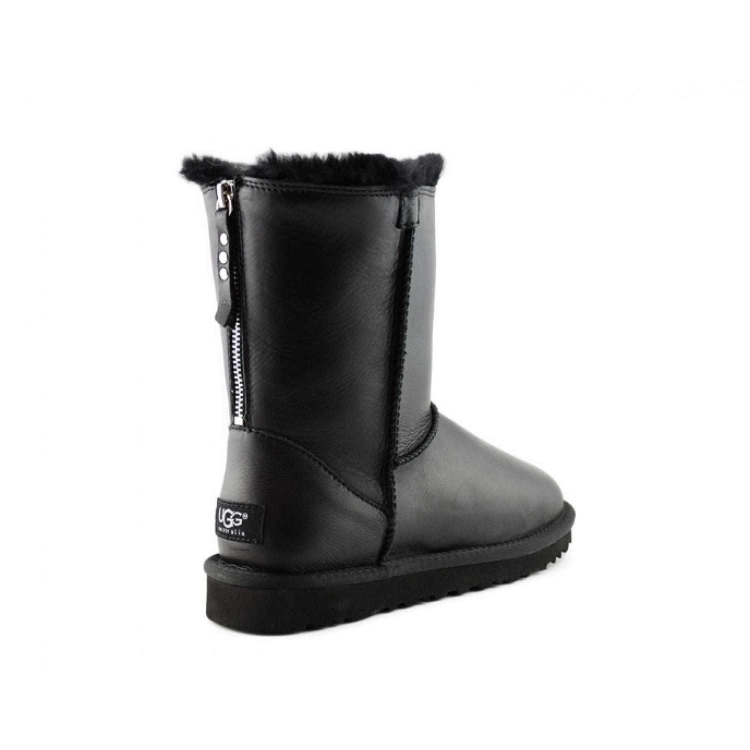Ugg Classic Short One ZIP Black Leather Ugg Classic Short One ZIP Black Leather