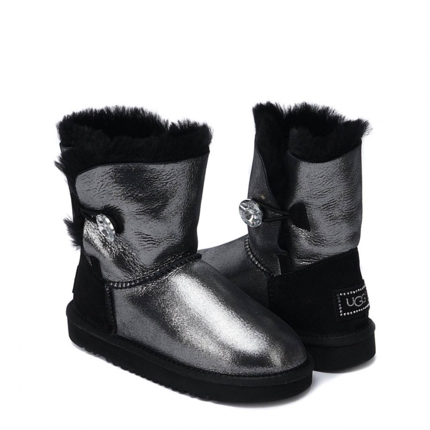 UGG Kids Bailey Button I Do Black 