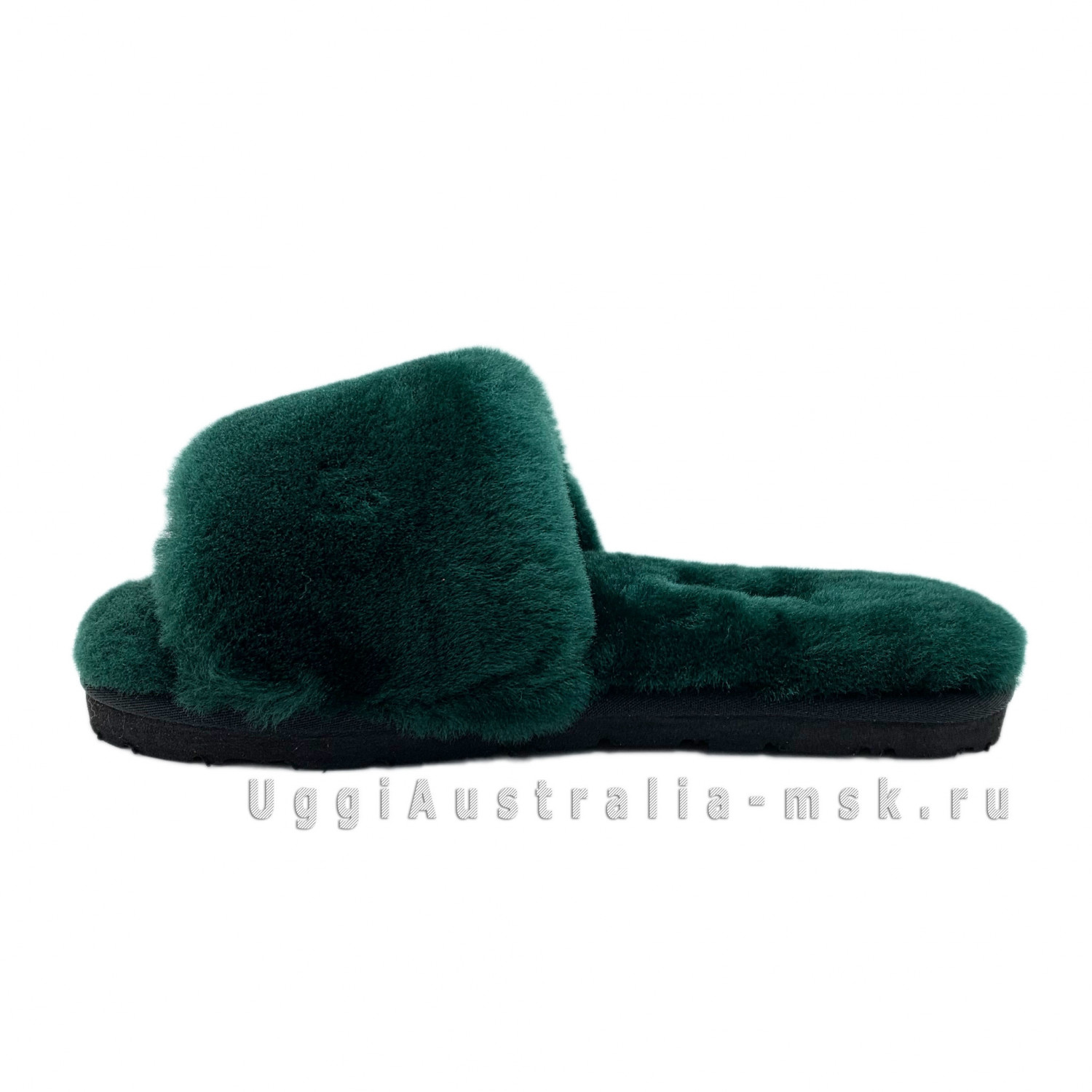 UGG FLUFF SLIDE SLIPPERS DARK GREEN