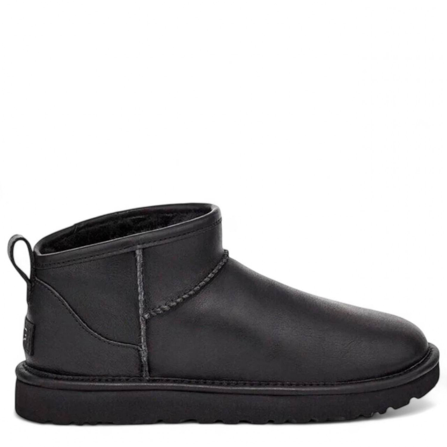 Ugg Mens Classic Ultra Mini Leather Black 